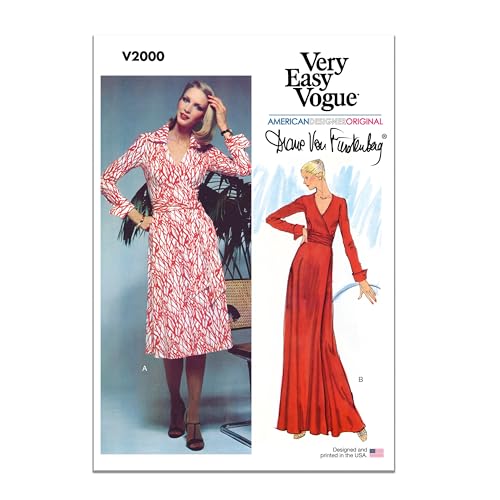 Vogue V2000H5 Schnittmuster-Paket für Wickelkleider von Diane von Furstenberg, Design-Code V2000, Größen 34-38-40, Mehrfarbig Vogue V2000H5 Schnittmuster-Paket für Wickelkleider von Diane von Furstenberg, Design-Code V2000, Größen 34-38-40, Mehrfarbig von Vogue Patterns