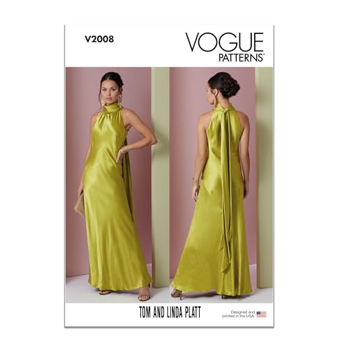 Vogue Patterns V2008D5 Eng anliegendes Neckholder-Kleid für Damen Schnittmuster-Paket von Tom & Linda Platt, Design-Code V2008, Papier, Mehrfarbig, Sizes 4-6-8-10-12 von Vogue Patterns