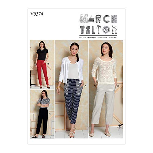 Vogue Marcy Tilton V9374Y Schnittmuster für Damenhose, lockere Passform, Größen 32-42, Weiß von Vogue