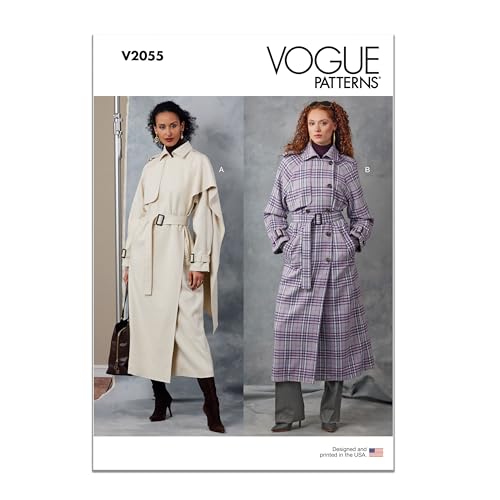 Vogue Patterns Paper Pattern V2055B5 Damen-Trenchcoat und Gürtel, B5 (36-38-40-42) von Vogue