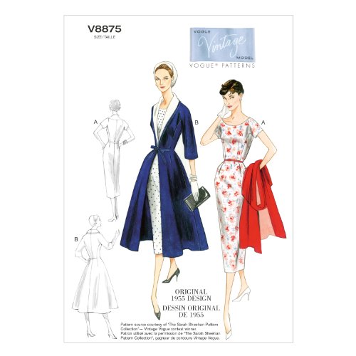 VOGUE PATTERNS V8875 Size F5 16-18-20-22-24 Misses' Dress Belt Coat and Detachable Collar von Vogue Patterns