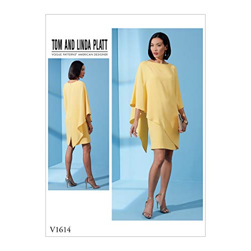 Vogue Tom and Linda Platt, V1614A5, Schnittmuster für Damen, halbgeschnitten, gefüttert, asymmetrisch, Gr. 34-42, Weiß von Vogue Patterns