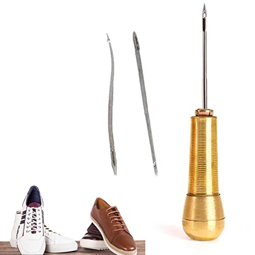 Voiakiu Ahle Werkzeug Leder | Ledernadeln zum Nähen von Hand - Nähwerkzeuge mit Kupfergriff 3 Stück Fingerhut für Schuh- und Lederreparatur von Voiakiu