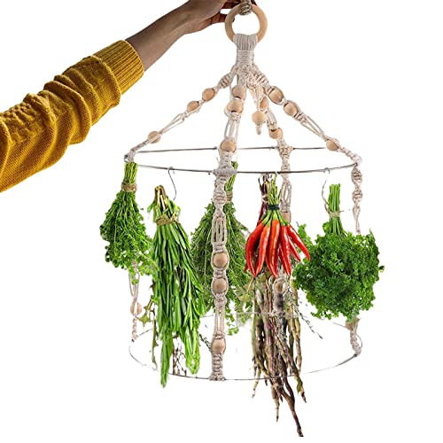 Voiakiu Kräuter-Wäscheständer zum Aufhängen - Boho Dekorativer hängender Wäscheständer für Kräuter - Küchendekoration Kräutertrockner Kräuteraufhänger zum Trocknen von Luftpflanzen, Gewürzen, Blumen von Voiakiu