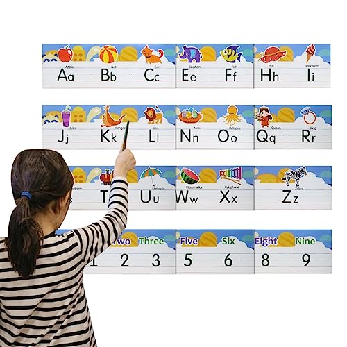 Alphabet-Pinnwand-Set | Wand-Alphabet-Diagramm -Zahlenlinie - Kinderzimmer-Dekoration, Zahlen von 0–10 und Buchstaben von A bis Z für Spielzimmer, Kinder, Kindergarten Voihamy von Voihamy