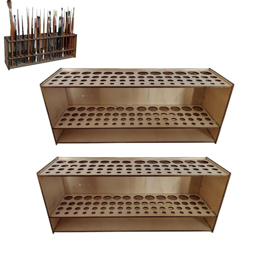 Pinselhalter Malen Holz, Pinsel Aufbewahrung Aus Holz, Pinsel Organizer Pinselhalter, 67Loch Stifthalter Ausstellungsständer, Multifunktionaler Organizer Ständer Für Bleistifte, Make Up Pinsel von Voihamy