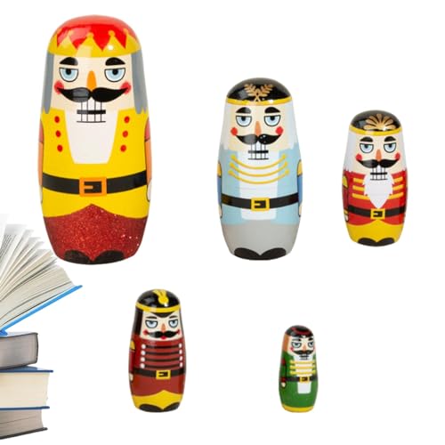 Voihamy Nistpuppen aus Holz,Russische Stapelpuppen - Matroschka-Puppe Nussknacker-Figuren | Dekoratives Spielzeug, Stapelpuppen, Tischdekoration für Kinderzimmer und Wohnzimmer von Voihamy