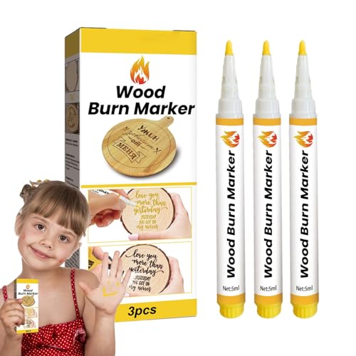 Voihamy Scorch Pen Marker, Wood Burning Marker,3PCS 5ml Holzbrennstift DIY - Sicheres Holzverbrennungsset, Schnellverbrennungsmarker für Holz, Künstler, Anfänger von Voihamy