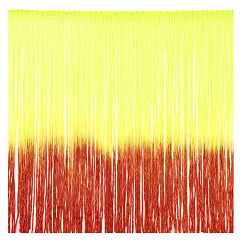Frange Besatz Spitze Polyester Faser Pompon 8 Zoll Breite 2 Meter lang für Kleidung Accessoires und Hochzeitskleid Lateinisch und Dekoration der Lampe zum Basteln (4-gelb/orange) von VoilaLove