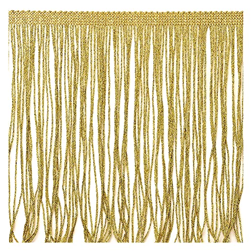 Fransenborte, Quaste, 20,3 cm breit, 2 m lang, für Kleidung, Accessoires, lateinisches Hochzeitskleid, DIY-Dekoration (3-Gold) von VoilaLove