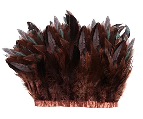 Hackle Feather Fransen Trim – 12,7~17,8 cm in Breite Pack von 465cm Schwarz (Dunkelbraun) von VoilaLove
