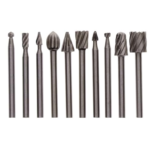 10-teiliges Hartmetallfräser-Bohrer-Set mit Paket-Rotationsgrat-Mikrobohrern for Metall-Holzbearbeitung, Schnitzwerkzeug, Glasdiamant von Voirrow