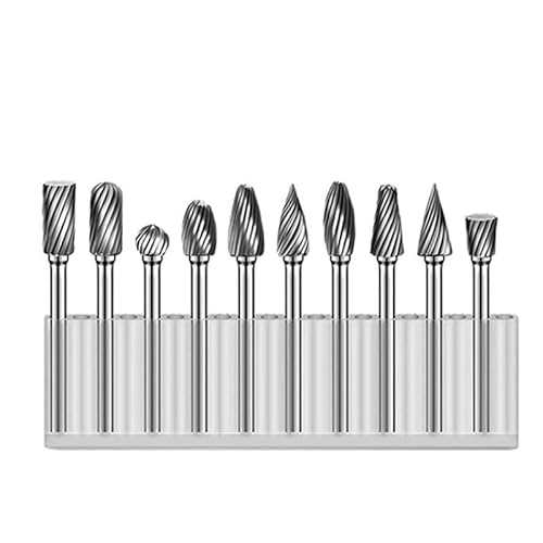 3 mm Schaft CNC Meatl Holz Aluminium Fräsen Wolframcarbid Rotary Burr Single Cut Rotary Tools Diamantschleifen 6 mm Spitze HRC70(Middle-Toothed Set) von Voirrow