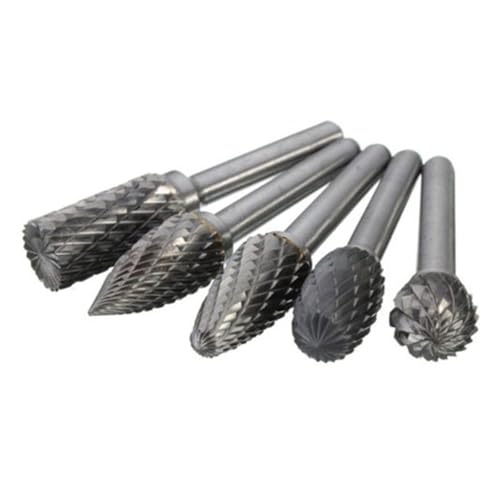 5 Stück 12 mm Durchmesser 1/4 Zoll Hartmetall-Frässchaft Doppelschnitt Wolframkarbid-Rotationsfeile Schneidbohrer Werkzeug Rotationsgrate Die Grinder von Voirrow