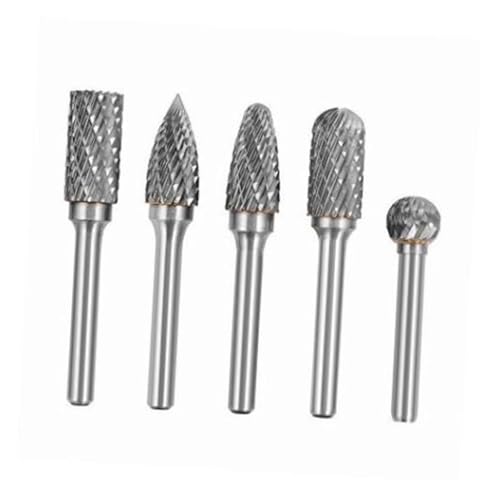 5 Teile/satz Verschiedene 12mm Kopf Wolframkarbid Drehpunkt Burr Die Grinder Bit 6mm Schaft Fräser Schleifwerkzeuge(ACDFG) von Voirrow