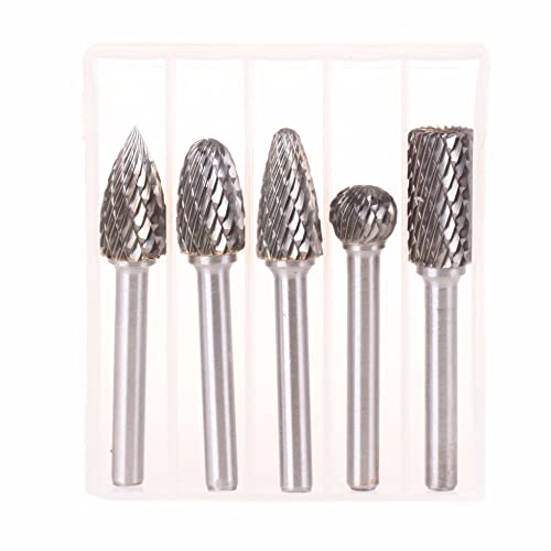 5 Teile/satz Verschiedene 12mm Kopf Wolframkarbid Drehpunkt Burr Die Grinder Bit 6mm Schaft Fräser Schleifwerkzeuge(ADEFG) von Voirrow