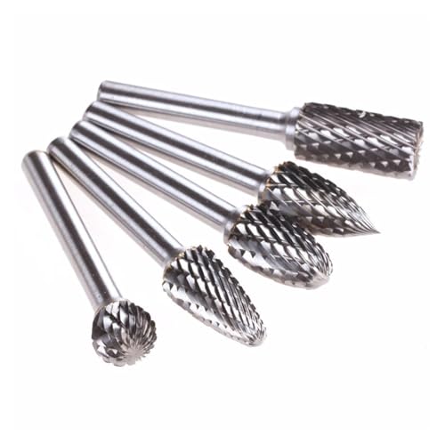 5 stücke Hartmetallfräser 12mm Durchmesser 1/4" Schaft Doppelschnitt Wolframkarbid Rotationsfeile Schneidebohrer Werkzeug Rotationsgrate Die Grinder(ADEFG) von Voirrow