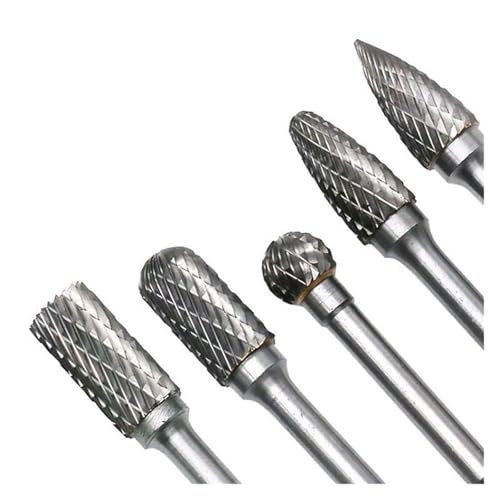 5 stücke Verschiedene 12mm Kopf Wolframkarbid Drehpunkt Burr Die Grinder Bit 6mm Schaft Fräser Schleifwerkzeuge(ACDFG) von Voirrow