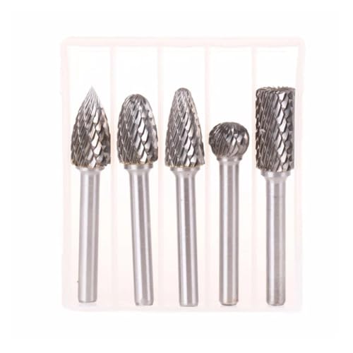 5 stücke Verschiedene 12mm Kopf Wolframkarbid Drehpunkt Burr Die Grinder Bit 6mm Schaft Fräser Schleifwerkzeuge(ADEFG) von Voirrow