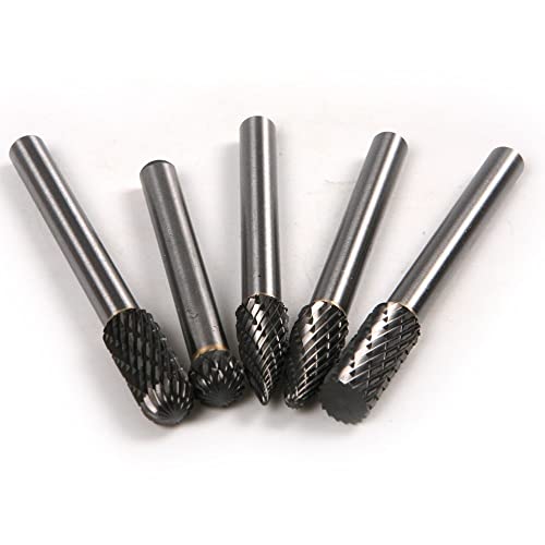 5 teile/satz 8mm Wolframcarbid Schleifkopf Drehspitze Grate 6mm Schaft Bits Drehfeile Cutter Werkzeuge for die Endbearbeitung von Metallformen von Voirrow