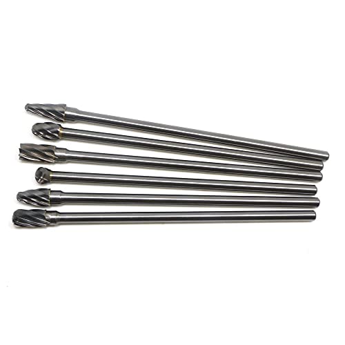 6 Stück 6 mm Schaft 10 mm Kopf Wolframkarbid 150 mm lange Rotationsbohrer von Voirrow