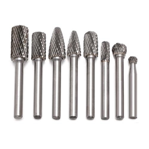 8pc/set 6mm ((1/4") Schaft 6-12mm Kopf Wolframkarbid Rotary Dual Cut Burr Bit Set 6mm Rollschneider Dateien CNC Gravierwerkzeug von Voirrow