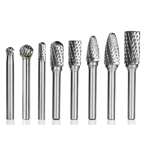 Hartmetall-Rotationsfräser, 8 Stück, 6-mm-Schaft, Rotationsschneider, Feile for Metallfräsen, Doppelschnitt, Rotationsfräser von Voirrow