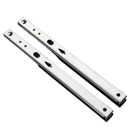 Voirrow 1 Paar Schubladenführungskugelführung Zwei Abschnitte 17 mm breite Stahlfaltschublade Stahlkugelführungsschiene Möbelbeschläge(214MM-9inch) von Voirrow