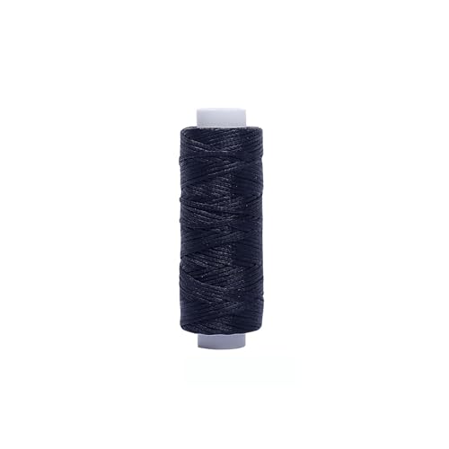 0,8 mm x 30 m flache, gewachste Schnur, 4 Rollen, schwarzes Nähgarn, Polyester, gewachste Schnur zum Basteln, Nähen von Vokenforu