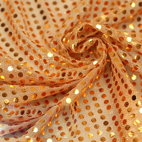 1,1 m x 1 m, orangefarbener glänzender Glitzer-Paillettenstoff, Polyester-Pailletten-Mesh-Stoff für Glitzer-Kleidung von Vokenforu