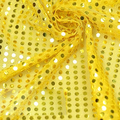 1,1 m x 1 m Gelb Glänzend Bling Glitzer Pailletten Stoff Polyester Pailletten Mesh Stoff für Glitzer Kleidung von Vokenforu