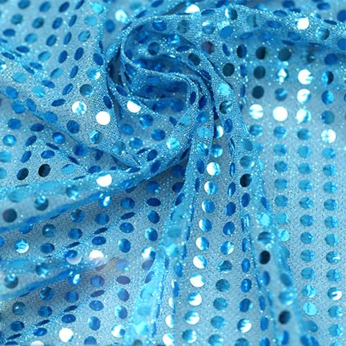 1,1 m x 1 m blauer glänzender Glitzer-Paillettenstoff, Polyester-Pailletten-Mesh-Stoff für Glitzer-Kleidung von Vokenforu