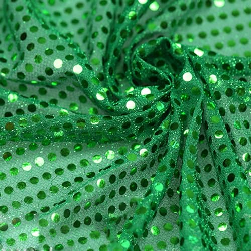 1,1 m x 1 m grüner, glänzender Glitzer-Paillettenstoff, Polyester-Pailletten-Mesh-Stoff für Glitzer-Kleidung von Vokenforu