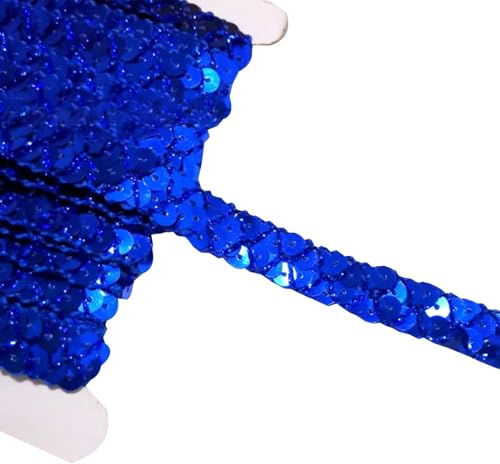 1,5 cm x 13 m, königsblaue Pailletten-Bordüre, Glitzer-Pailletten-Bordüre, flaches Pailletten-Stoffband zum Nähen, Basteln 1,5 cm x 13 m, königsblaue Pailletten-Bordüre, Glitzer-Pailletten-Bordüre, flaches Pailletten-Stoffband zum Nähen, Basteln von Vokenforu