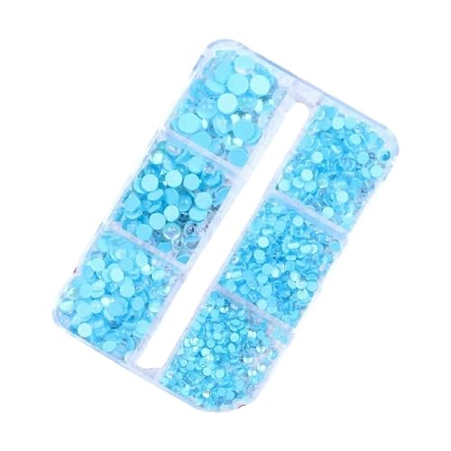 1 Box mit flacher Rückseite, Glasstrass, flache Rückseite, runde Edelsteine für Nagelkunst, Glitzer, DIY, 1,9–4,8 mm, Seeblau 1 Box mit flacher Rückseite, Glasstrass, flache Rückseite, runde Edelsteine für Nagelkunst, Glitzer, DIY, 1,9–4,8 mm, Seeblau von Vokenforu