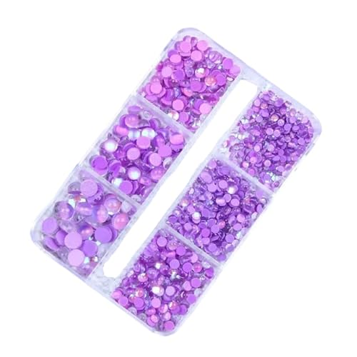 1 Box mit flacher Rückseite, Glasstrass, violett, flache Rückseite, runde Edelsteine für Nagelkunst, Glitzer, DIY, 1,9–4,8 mm 1 Box mit flacher Rückseite, Glasstrass, violett, flache Rückseite, runde Edelsteine für Nagelkunst, Glitzer, DIY, 1,9–4,8 mm von Vokenforu