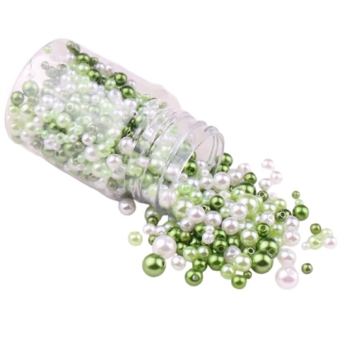 1 Flasche, 520 Stück, lose Perlen, gemischte Farben, 3–8 mm, runde Imitationsperlen für Armbänder, Halsketten, Bastelarbeiten, Grün, 1 Flasche von Vokenforu