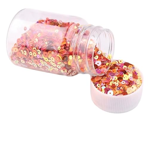 1 Flasche 50 ml Glitzer-Pailletten mit Loch, PVC-Glitzer, runde Pailletten, 2/3/4 mm, orangefarbene Pailletten zum Nähen (ca. 9000 Stück) von Vokenforu
