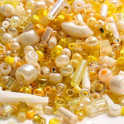 1 Packung 10 g gemischte Glasperlen, Mini-Abstandshalter aus Glas für Armbänder, Basteln, Schlüsselanhänger, ca. 500 Stück, Gelb 1 Packung 10 g gemischte Glasperlen, Mini-Abstandshalter aus Glas für Armbänder, Basteln, Schlüsselanhänger, ca. 500 Stück, Gelb von Vokenforu