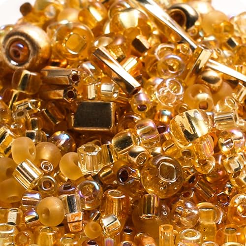 1 Packung 10 g gemischte Glasperlen, Mini-Abstandshalter aus Glas für Armbänder, Basteln, Schlüsselanhänger, ca. 500 Stück, goldfarben 1 Packung 10 g gemischte Glasperlen, Mini-Abstandshalter aus Glas für Armbänder, Basteln, Schlüsselanhänger, ca. 500 Stück, goldfarben von Vokenforu