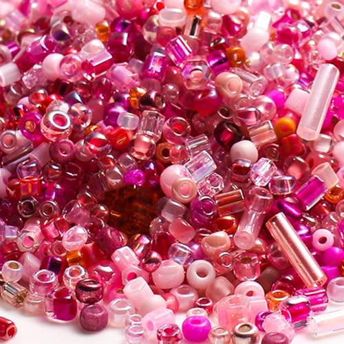 1 Packung 10 g gemischte Glasperlen, Mini-Abstandshalter aus Glas für Armbänder, Basteln, Schlüsselanhänger, ca. 500 Stück, rosa 1 Packung 10 g gemischte Glasperlen, Mini-Abstandshalter aus Glas für Armbänder, Basteln, Schlüsselanhänger, ca. 500 Stück, rosa von Vokenforu
