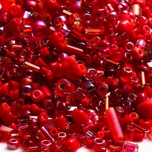 1 Packung 10 g gemischte Glasperlen, Mini-Abstandshalter aus Glas für Armbänder, Basteln, Schlüsselanhänger, ca. 500 Stück, rot 1 Packung 10 g gemischte Glasperlen, Mini-Abstandshalter aus Glas für Armbänder, Basteln, Schlüsselanhänger, ca. 500 Stück, rot von Vokenforu