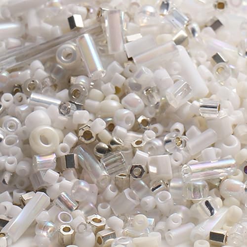 1 Packung 10 g gemischte Glasperlen, Mini-Abstandshalter aus Glas für Armbänder, Basteln, Schlüsselanhänger, ca. 500 Stück, weiß 1 Packung 10 g gemischte Glasperlen, Mini-Abstandshalter aus Glas für Armbänder, Basteln, Schlüsselanhänger, ca. 500 Stück, weiß von Vokenforu