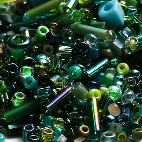1 Packung gemischte Glasperlen, Mini-Abstandshalter aus Glas für Armbänder, Basteln, Schlüsselanhänger, ca. 500 Stück, Grün 1 Packung gemischte Glasperlen, Mini-Abstandshalter aus Glas für Armbänder, Basteln, Schlüsselanhänger, ca. 500 Stück, Grün von Vokenforu