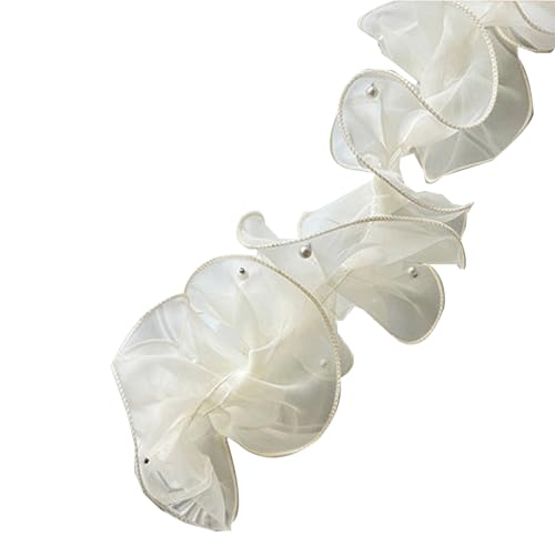 11 cm x 2 m gerüschter Spitzenbesatz mit Perlen, plissiertes Organzaband, Organza-Spitzenband für Blumensträuße, Geschenkverpackungen, Beige 11 cm x 2 m gerüschter Spitzenbesatz mit Perlen, plissiertes Organzaband, Organza-Spitzenband für Blumensträuße, Geschenkverpackungen, Beige von Vokenforu