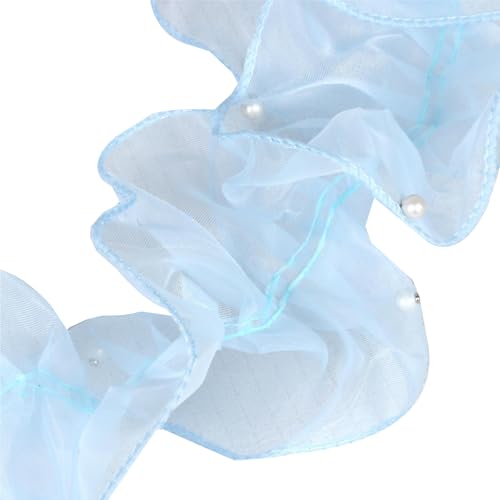 11 cm x 2 m gerüschter Spitzenbesatz mit Perlen, plissiertes Organzaband, Organza-Spitzenband für Blumensträuße, Geschenkverpackungen, Himmelblau 11 cm x 2 m gerüschter Spitzenbesatz mit Perlen, plissiertes Organzaband, Organza-Spitzenband für Blumensträuße, Geschenkverpackungen, Himmelblau von Vokenforu