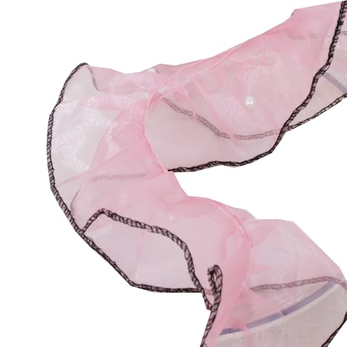 11 cm x 2 m gerüschter Spitzenbesatz mit Perlen, plissiertes Organzaband, Organza-Spitzenband für Blumensträuße, Geschenkverpackungen, Rosa mit schwarzem Rand 11 cm x 2 m gerüschter Spitzenbesatz mit Perlen, plissiertes Organzaband, Organza-Spitzenband für Blumensträuße, Geschenkverpackungen, Rosa mit schwarzem Rand von Vokenforu