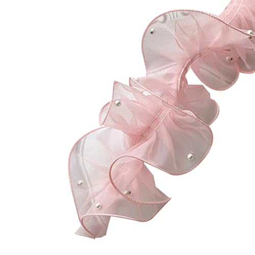 11 cm x 2 m gerüschter Spitzenbesatz mit Perlen, plissiertes Organzaband, Organza-Spitzenband für Blumensträuße, Geschenkverpackungen, Rosa 11 cm x 2 m gerüschter Spitzenbesatz mit Perlen, plissiertes Organzaband, Organza-Spitzenband für Blumensträuße, Geschenkverpackungen, Rosa von Vokenforu