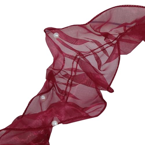 11 cm x 2 m gerüschter Spitzenbesatz mit Perlen, plissiertes Organzaband, Organza-Spitzenband für Blumensträuße, Geschenkverpackungen, Rot 11 cm x 2 m gerüschter Spitzenbesatz mit Perlen, plissiertes Organzaband, Organza-Spitzenband für Blumensträuße, Geschenkverpackungen, Rot von Vokenforu