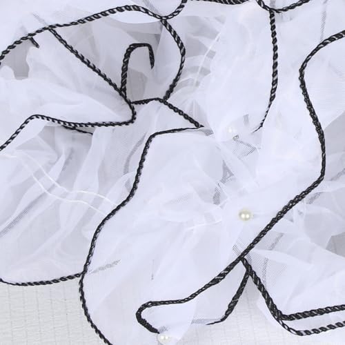 11 cm x 2 m gerüschter Spitzenbesatz mit Perlen, plissiertes Organzaband, Organza-Spitzenband für Blumensträuße, Geschenkverpackungen, Weiß mit schwarzem Rand 11 cm x 2 m gerüschter Spitzenbesatz mit Perlen, plissiertes Organzaband, Organza-Spitzenband für Blumensträuße, Geschenkverpackungen, Weiß mit schwarzem Rand von Vokenforu